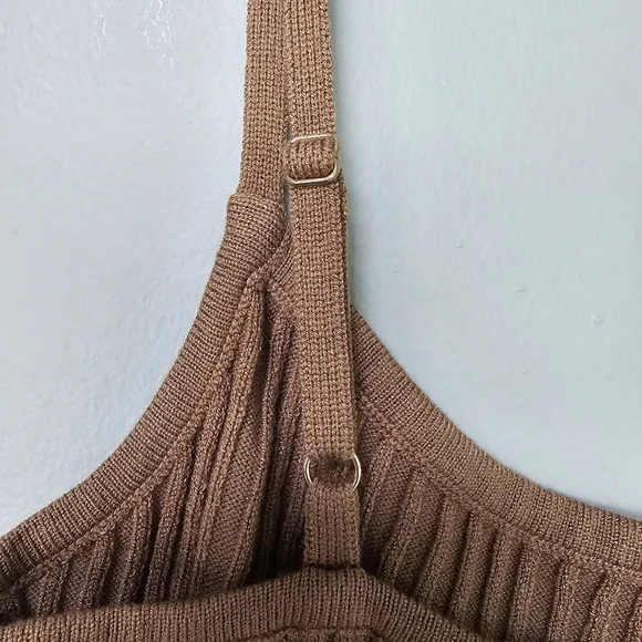 Lulus Women's Light Brown Ribbed Knit Midi Sweater Dress, Size XS - Picture 4 of 9